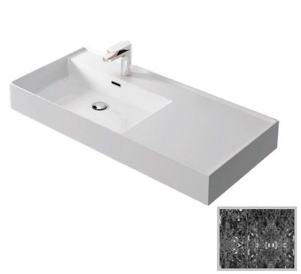 Раковина для ванной Hidra Faster Kiub 101х46 см санфаянс черный матовый мрамор KI100DX 102 black matt marble