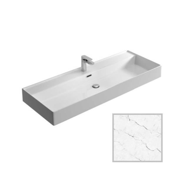 Раковина для ванной Hidra Faster Kiub 121х46 см санфаянс белый матовый мрамор KI120 101 white matt marble