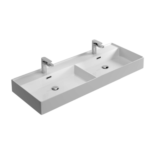 Раковина для ванной Hidra Faster Kiub 121х46 см санфаянс белый глянцевый KI120DV 001 bianco lucido