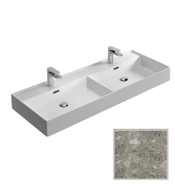 Раковина для ванної Hidra Faster Kiub 121х46 см санфаянс сірий мармур KI120DV 100 ceppo di gre