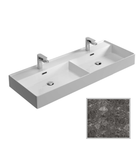 Раковина для ванної Hidra Faster Kiub 121х46 см санфаянс темно-сірий мармур KI120DV 99 ceppo di gre dark