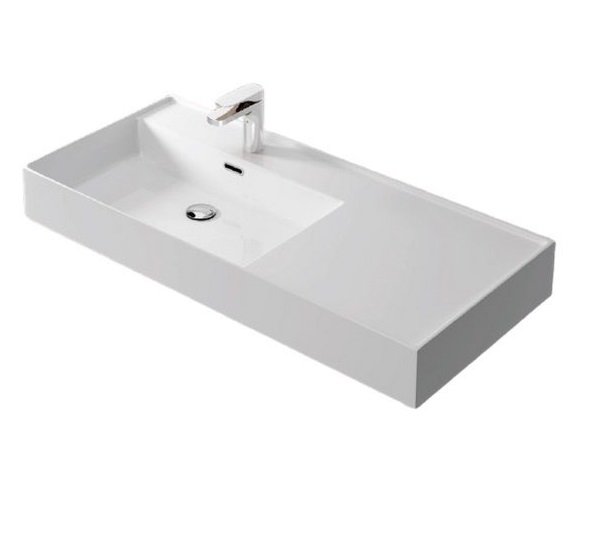 Раковина для ванной Hidra Faster Kiub 101х46 см санфаянс белый глянцевый KI100DX 001 bianco lucido