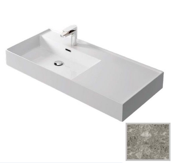 Раковина для ванной Hidra Faster Kiub 101х46 см санфаянс серый мрамор KI100DX 100 ceppo di gre