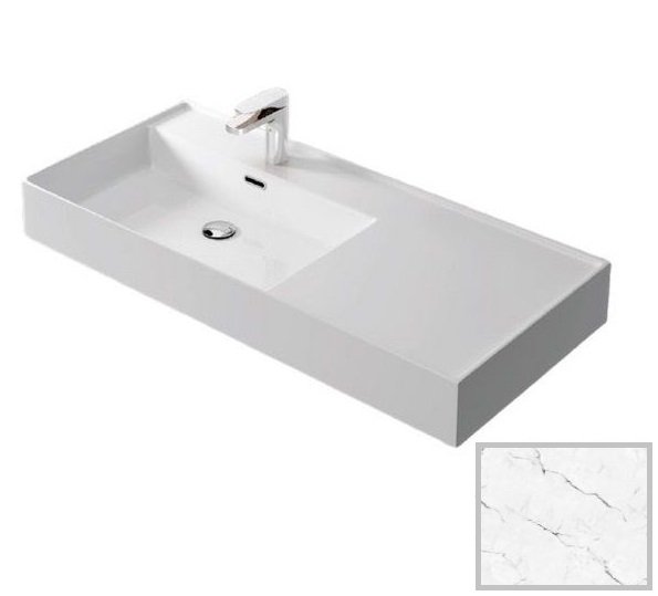 Раковина для ванної Hidra Faster Kiub 101х46 см санфаянс білий матовий мармур KI100DX 101 white matt marble
