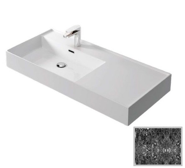 Раковина для ванної Hidra Faster Kiub 101х46 см санфаянс чорний матовий мармур KI100DX 102 black matt marble