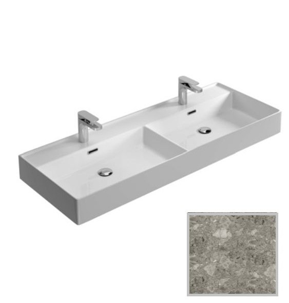 Раковина для ванной Hidra Faster Kiub 121х46 см санфаянс серый мрамор KI120DV 100 ceppo di gre