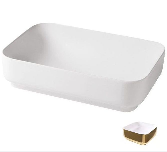 Раковина для ванної Hidra Gio Evolution 60,5х40 см білий/золото G40E 013 bianco/oro