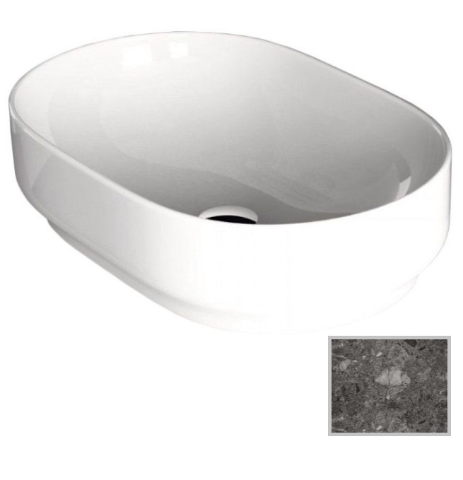 Раковина для ванной Hidra Gio Evolution 60х40 см темно-серый мрамор G60E 99 ceppo di gre dark