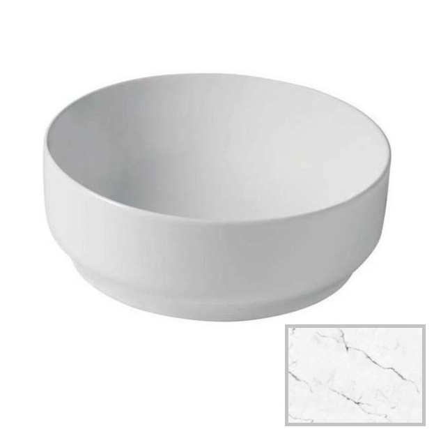 Раковина для ванной Hidra Gio Evolution Ø42 см белый матовый мрамор G42E 101 white matt marble