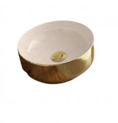 Раковина для ванної Hidra Gio Evolution Ø42 см білий/золото G42E 013 bianco/oro