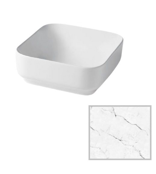 Раковина для ванной Hidra Gio Evolution 42х42 см белый матовый мрамор G43E 101 white matt marble