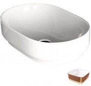 Раковина для ванної Hidra Gio Evolution 60х40 см білий/рожеве золото G60E 063 bianco/oro rosa