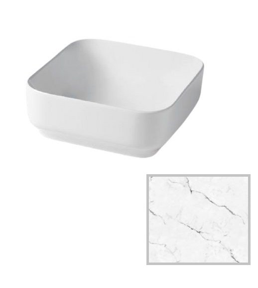 Раковина для ванної Hidra Gio Evolution 42х42 см білий матовий мармур G43E 101 white matt marble