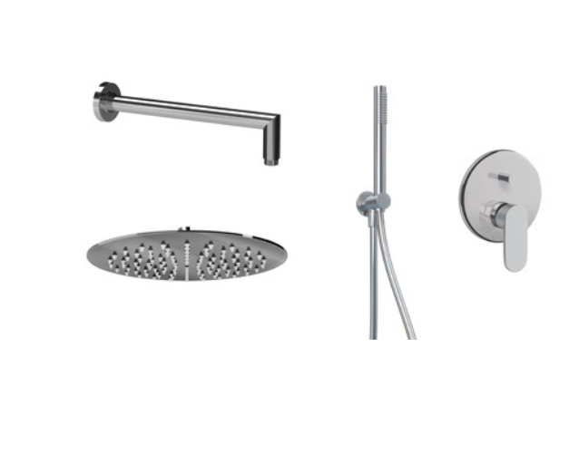 Душова система прихованого монтажу Ponsi Versilia з верхнім і ручним душем хром BN KIS C 0007