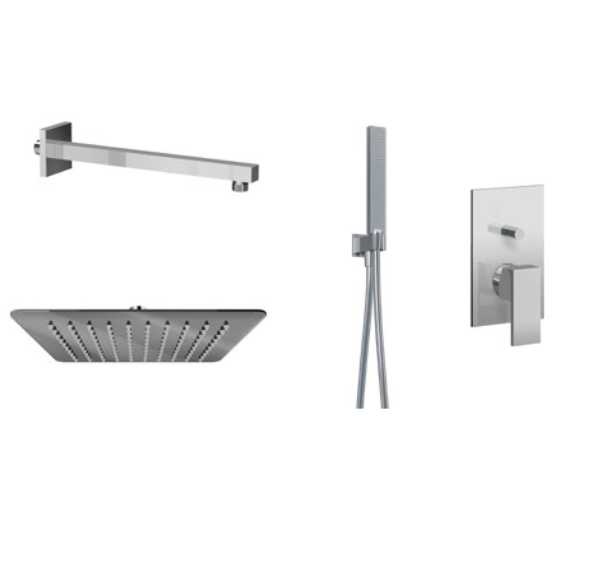 Душевая система скрытого монтажа Ponsi ItaliaR с верхним и ручным душем хром BN KIS C 0009