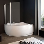 Шторка для ванны Kolpa San Loco Sole TP 143/K-D 143х140 см левая профиль серебряный стекло прозрачное CL.C 512570