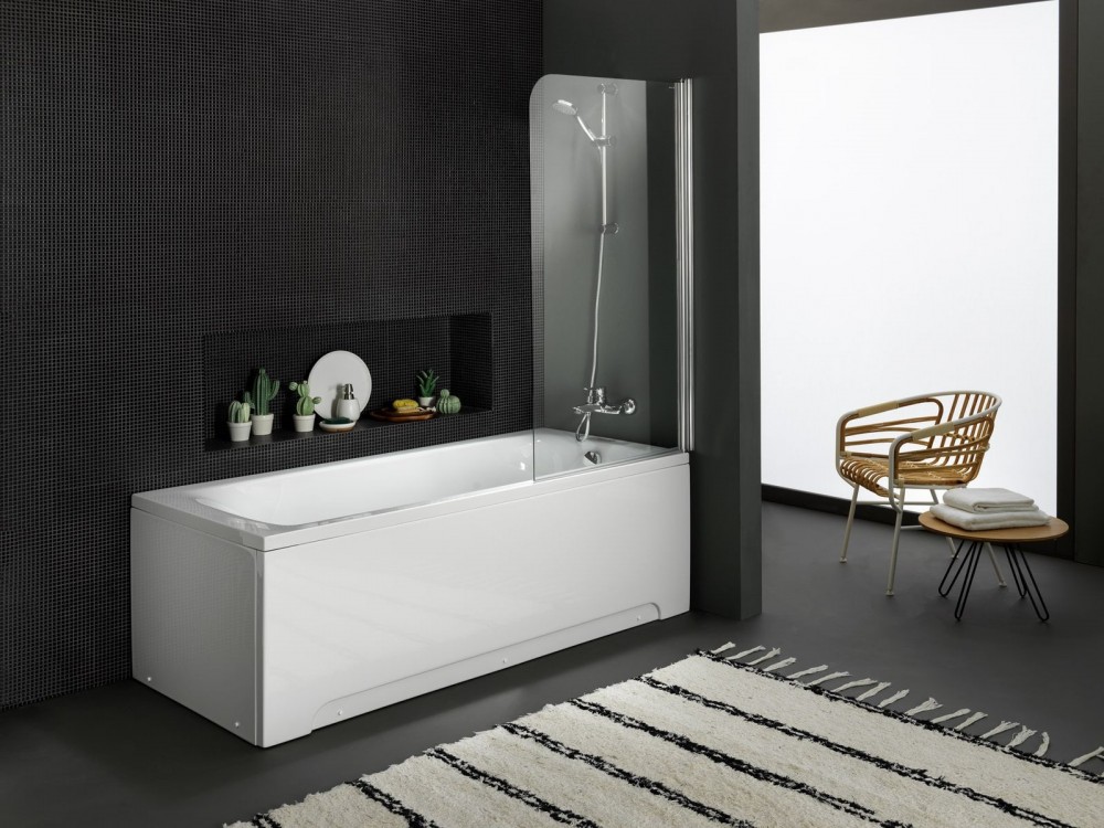 Шторка для ванны Kolpa San Sole TP 75/K R  75х140 см одноэлементная профиль серебряный стекло прозрачное 508990