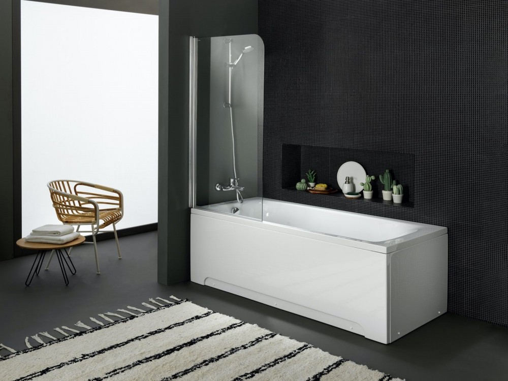 Шторка для ванны Kolpa San Sole TP 75/K L 75х140 см одноэлементная профиль серебряный стекло прозрачное 509000