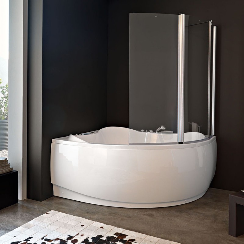 Шторка для ванны Kolpa San Loco Sole TP 143/K-D 143х140 см правая профиль серебряный стекло прозрачное 528090