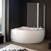 Шторка для ванны Kolpa San Loco Sole TP 143/K-D 143х140 см правая профиль серебряный стекло прозрачное 528090