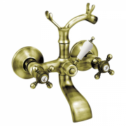 Смеситель для ванной GRB Clasica 1866 с душевой лейкой двухвентильный состаренная латунь 209199