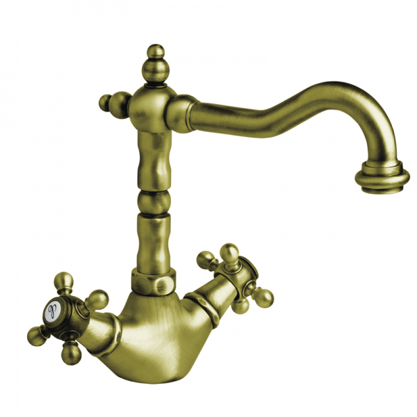 Смеситель для раковины GRB Clasica Retro с донным клапаном состаренная латунь 212799