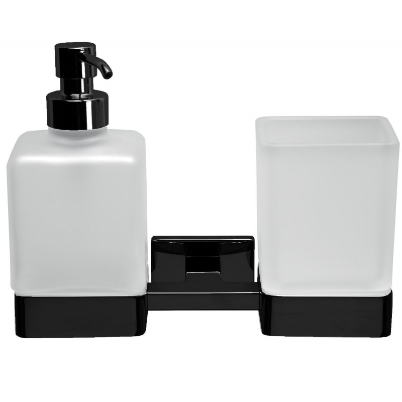 Дозатор для жидкого мыла Inda Lea со стаканом матовое стекло/черный матовый A1810D NE 21