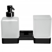 Дозатор для жидкого мыла Inda Lea со стаканом матовое стекло/черный матовый A1810D NE 21