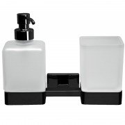 Дозатор для жидкого мыла Inda Lea со стаканом матовое стекло/черный матовый A1810D NE 21