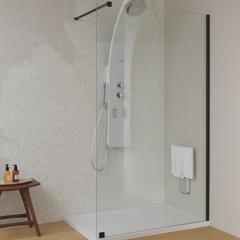 Стенка душевая Kolpa-San Corona TS OPEN BLACK 100/K-L 100х200 см левая профиль черный/прозрачное стекло 517060