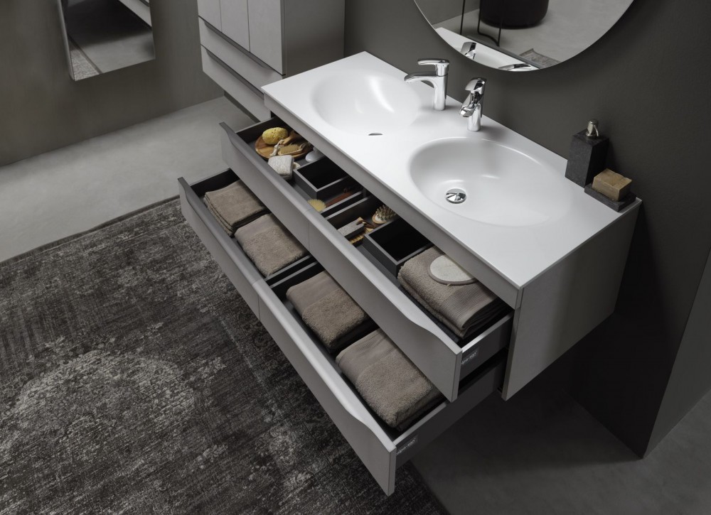 Тумба с раковиной Kolpa-san Malaya OUM 140 МДФ с 3D пленкой темно-серый 573660