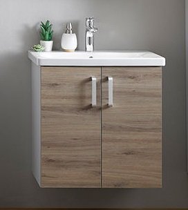 Тумба с раковиной Kolpa-san Evelin OUE 55 55.5х64.5 см ДСП серый/дуб 562040