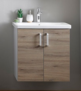 Тумба с раковиной Kolpa-san Evelin OUE 65 65.5х64.5 см ДСП серый/дуб 573820