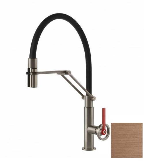 Смеситель для кухни Gessi Officine Volantino с вытяжной лейкой медь брашированная 60205#125