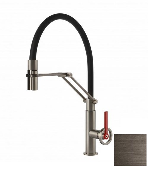 Смеситель для кухни Gessi Officine Volantino с вытяжной лейкой черный металл брашированный 60205#126