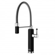 Змішувач для кухні Gessi Happy з витяжною лійкою глянсовий чорний 60061#102