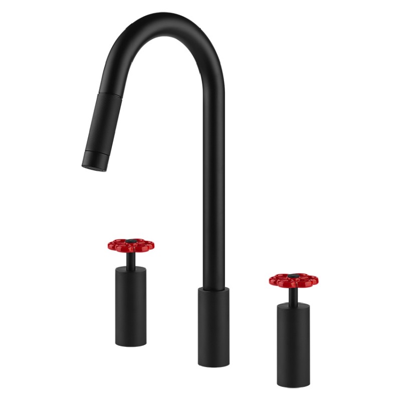 Змішувач для кухні Gessi Officine з висувною лійкою матовий чорний 17467#299