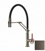 Змішувач для кухні Gessi Officine Volantino з витяжною лійкою чорний метал брашірованний 60205#126