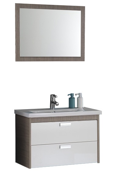 Зеркало и тумба с раковиной Kolpa-san Sara 82 ДСП темный текстурный 507850