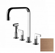Смеситель для кухни Gessi Inciso на 4 отверстия с выдвижным душем медь 58703#030