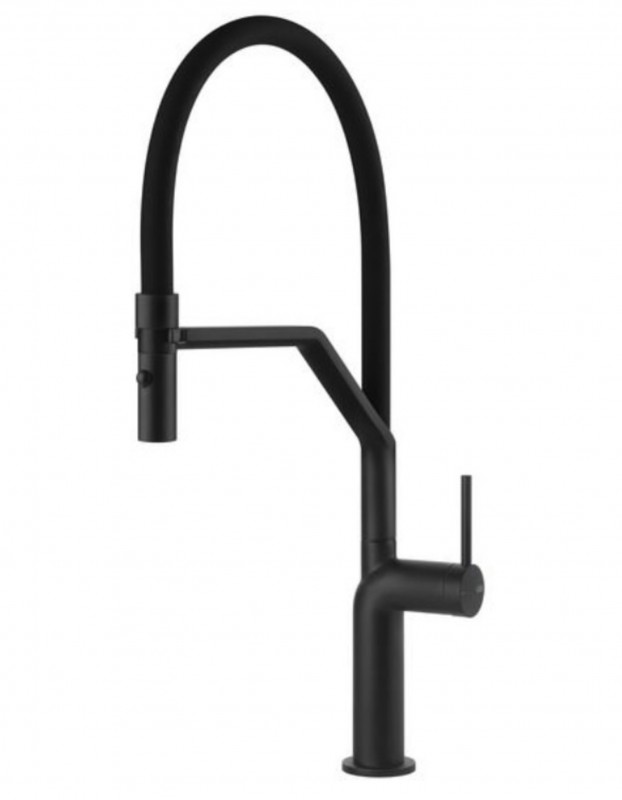 Змішувач для кухні Gessi Stelo з висувною лійкою матовий чорний 60315#299