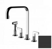 Смеситель для кухни Gessi Inciso на 4 отверстия с выдвижным душем матовый черный 58703#299