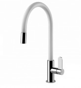 Смеситель для кухни Gessi Helium с выдвижной лейкой белый/хром 60077#379
