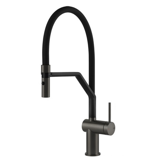Змішувач для кухні Gessi Inedito з витяжною лійкою чорний метал брашірованний 60429#126