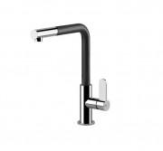 Змішувач для кухні Gessi Helium з висувною лійкою чорний/хром 50103#399