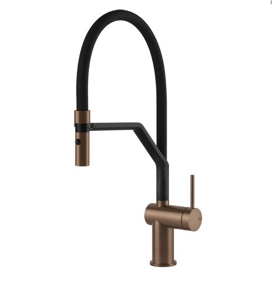 Смеситель для кухни Gessi Inedito с вытяжной лейкой медь брашированная 60429#125