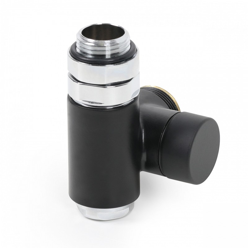 Вентиль интегрированный запорный с тройником Terma левый черный матовый TGZOCM004