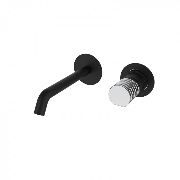 Смеситель для раковины GRB Aura настенный одновентильный с донным клапаном черный 75537752