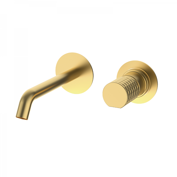 Змішувач для раковини GRB Aura настінний одновентільний з донним клапаном матове золото 75536757