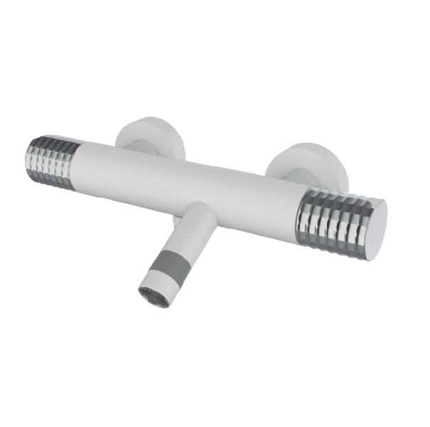 Смеситель для ванной GRB Aura термостатический с душевой лейкой и стойкой белый 75232751